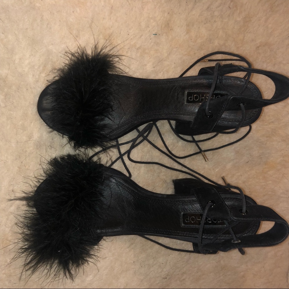 Chunky Faux Fur Topshop heels